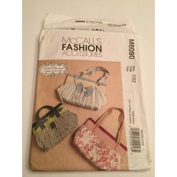 McCall's M6090 Artful Offerings Karina Hittle Handbag Purse Bag Pocketbook Uncut - Picture 3 of 4